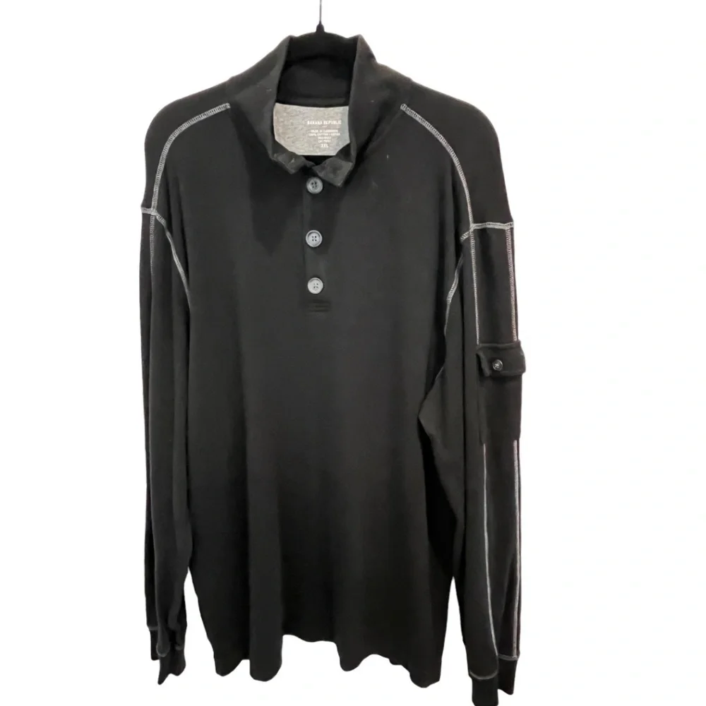 Banana Republic Black 1/4 Button Long Sleeve Men's Sweatshirt Size XXL